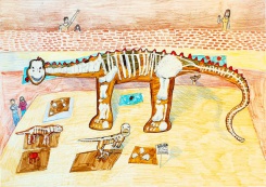 Зал динозавров, детский рисунок