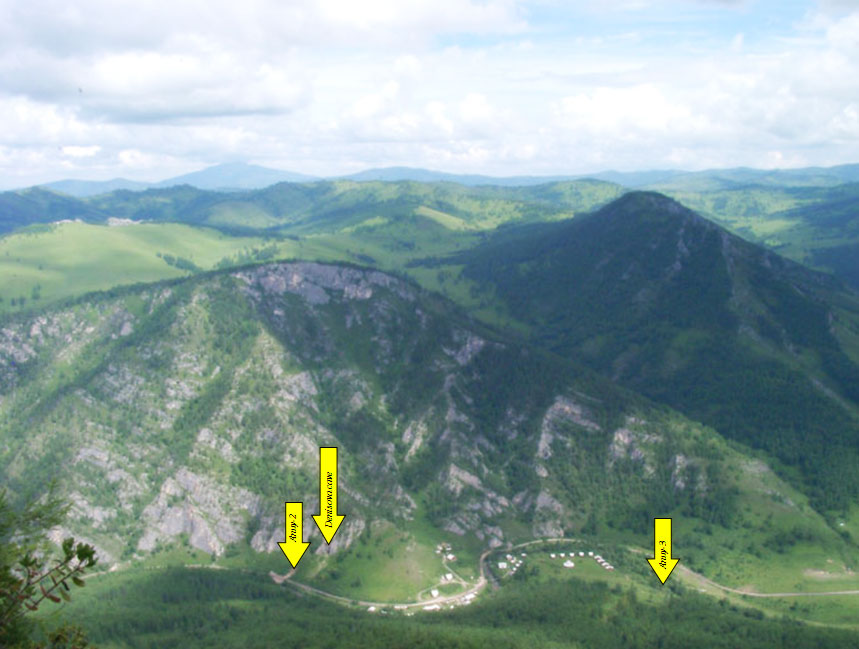 Положение палеолитических памятников у подножья горы Сосновая