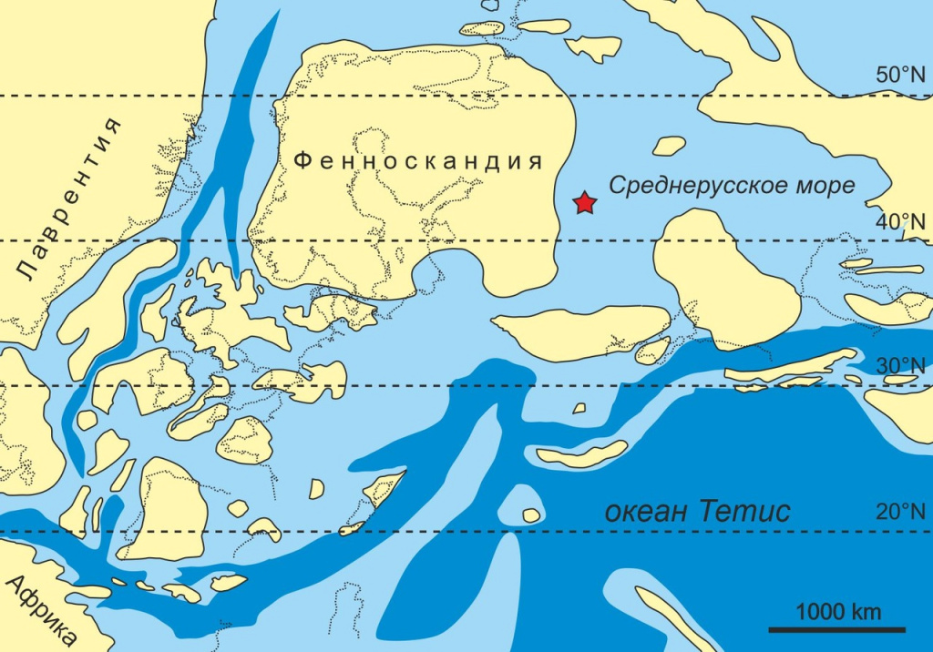 Палеогеография Европы на рубеже средней и верхней юры (около 163 миллионов лет назад). Звездочкой показано местонахождение Пески.